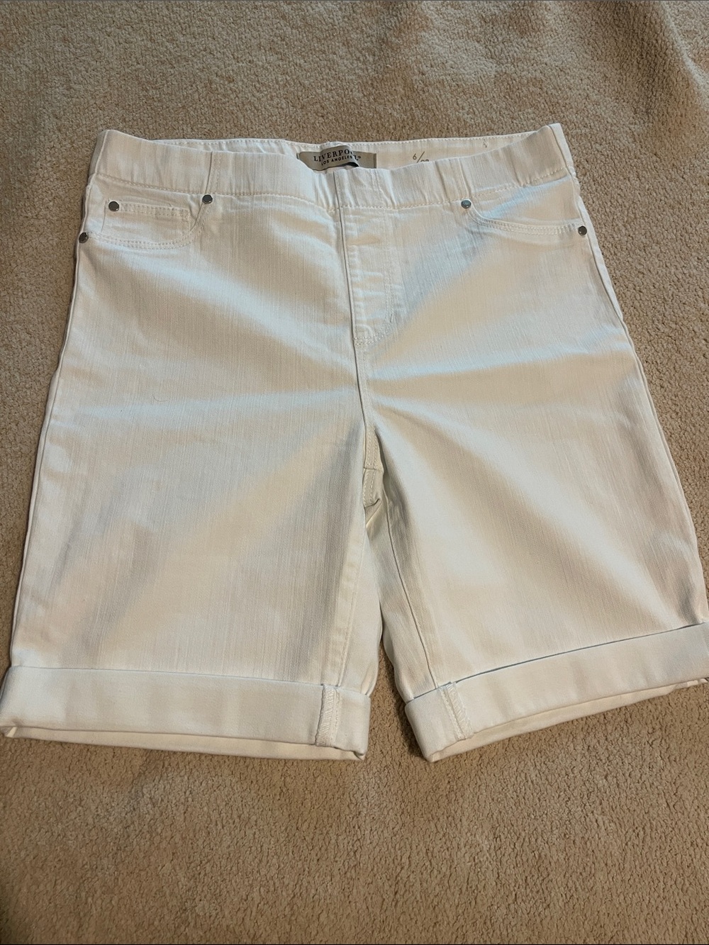 Liverpool Women's White Bermuda Shorts with Cuffed Hem